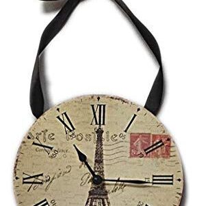 Wall Clock - Eiffel Tower With Postmark Design - 6.75" Diameter by Fashioncraft