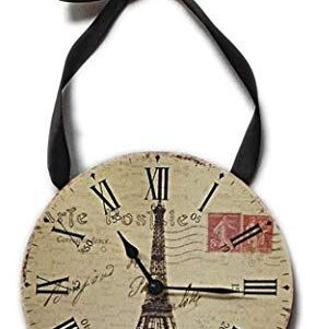 Wall Clock - Eiffel Tower With Postmark Design - 6.75" Diameter by Fashioncraft