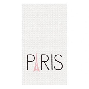 Kitchen Towel - "Paris" Embroidered - Waffle Weave Cotton by C & F Home