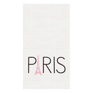 Kitchen Towel - "Paris" Embroidered - Waffle Weave Cotton by C & F Home