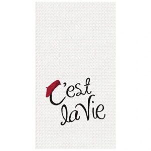 Kitchen Towel - "C'est La Vie" Cotton Waffle Weave by C&F Home