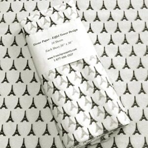Gift Wrap Tissue - Eiffel Tower on white tissue paper (10 Ct)