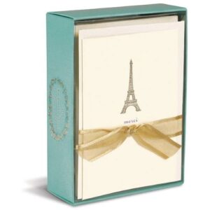 Boxed Cards - Merci Gold Foil Eiffel Tower - Box of 10 w/Envelopes 3.25" x 4.75"