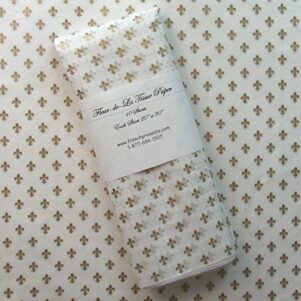 Gift Wrap Tissue - Gold Fleur de Lis symbols on white tissue paper (10 Ct)