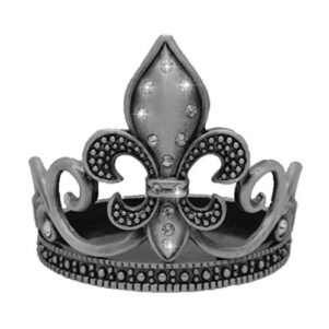 Candle Holder/Wine Coaster - Fleur de Lis Design -Pewter w/Crystals