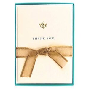 Boxed Cards - Thank You Gold Foil Fleur de Lis - Box of 10 w/Envelopes 3.25" x 4.75"