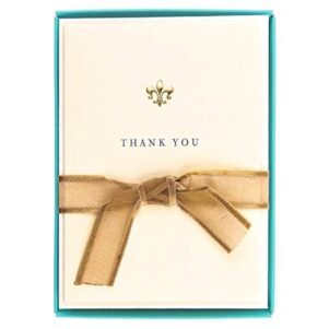 Boxed Cards - Thank You Gold Foil Fleur de Lis - Box of 10 w/Envelopes 3.25" x 4.75"
