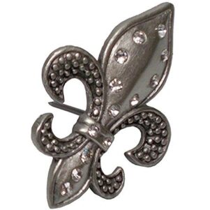 Candle Pin with Fleur de Lis Design, Pewter Finish with Czech Stones and Gift Box