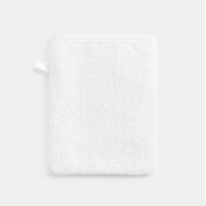 folded white bath mitt on white background