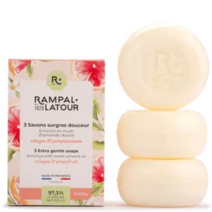 Cologne Grapefruit Soap Bar 3pk - 125g each - Rampal LaTour Imported from France.