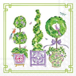 Napkins - Cocktail/Beverage Topiary Trio - Purple & Green - (20ct)