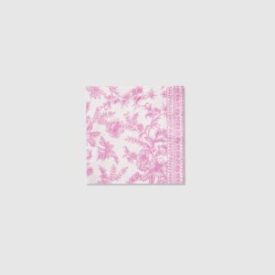 pink toile patterned cocktail napkins with a white background 25 per package