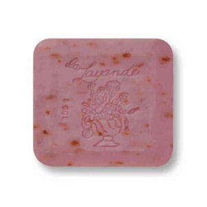 French square soap bar scented grenadine with a white background