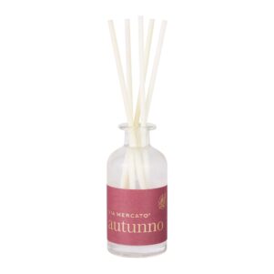 reed diffuser with white reeds, clear bottle and clear honey bourbon clear liquid